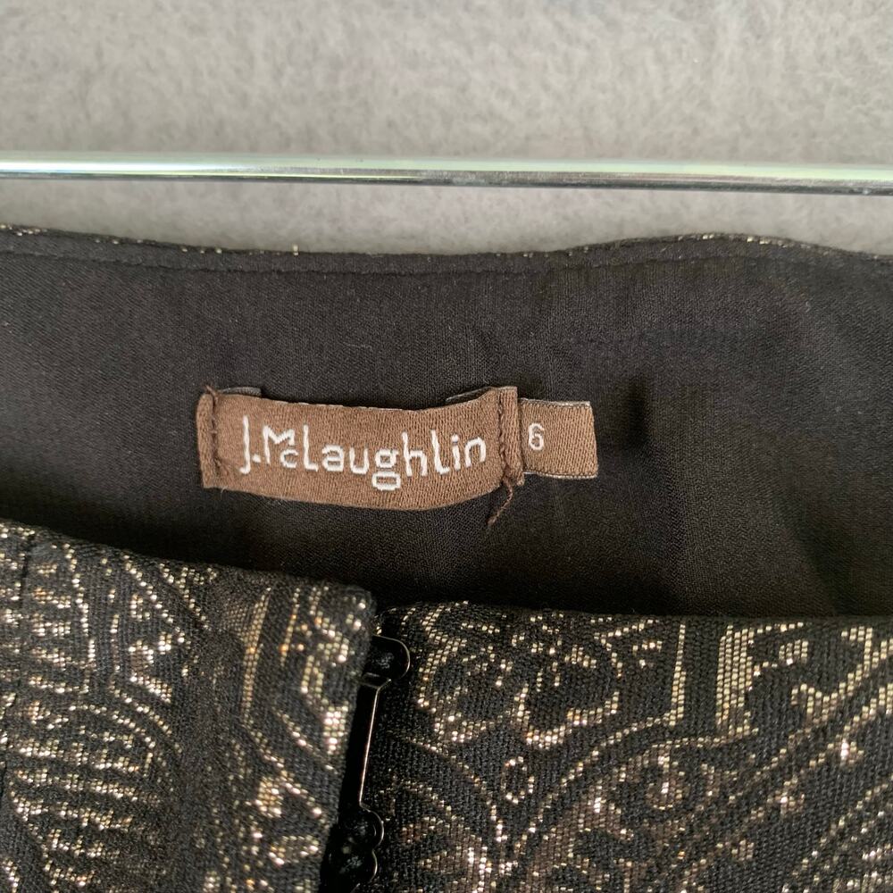 J McLaughlin Metallic Paisley Skinny Pants Size 6 Luxe Boho Chic Evening - Picture 5 of 7